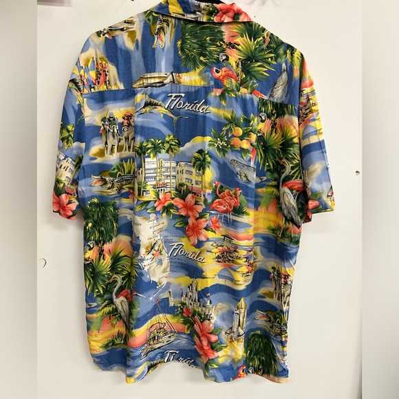PARADISE FOUND RARE VINTAGE MEN FLORIDA PATTERNS HAWAIIEN SHIRT FROM THE 1980 - Picture 3 of 6
